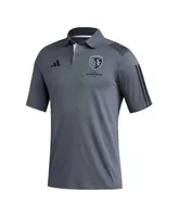 Men's adidas Gray Sporting Kansas City 2023 On-Field Training Polo Shirt