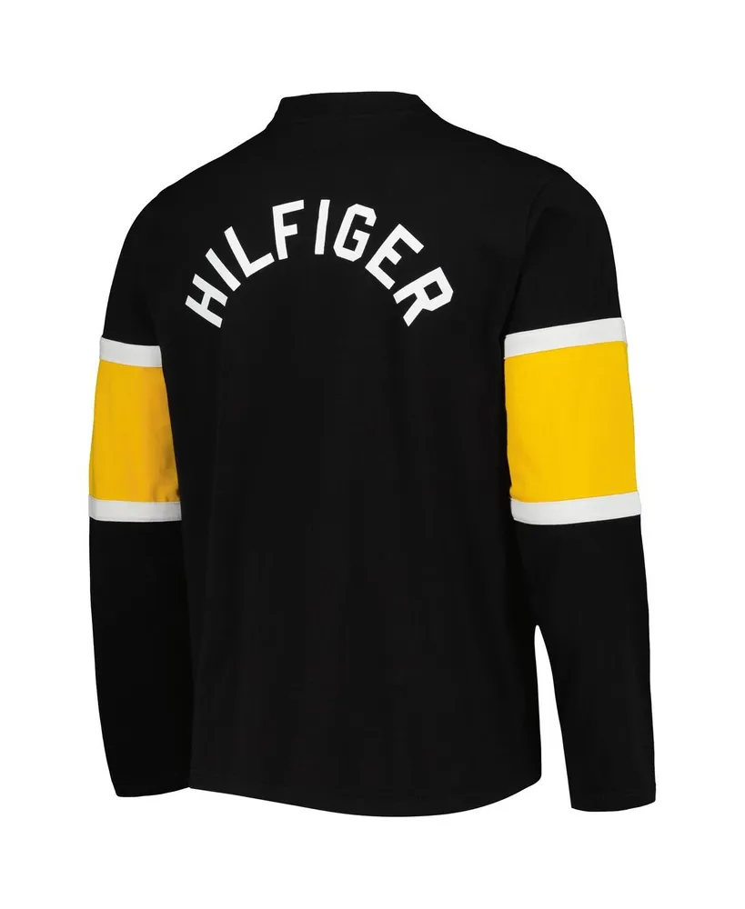 Men's Tommy Hilfiger Black Boston Bruins Walter Lace-Up Long Sleeve Top
