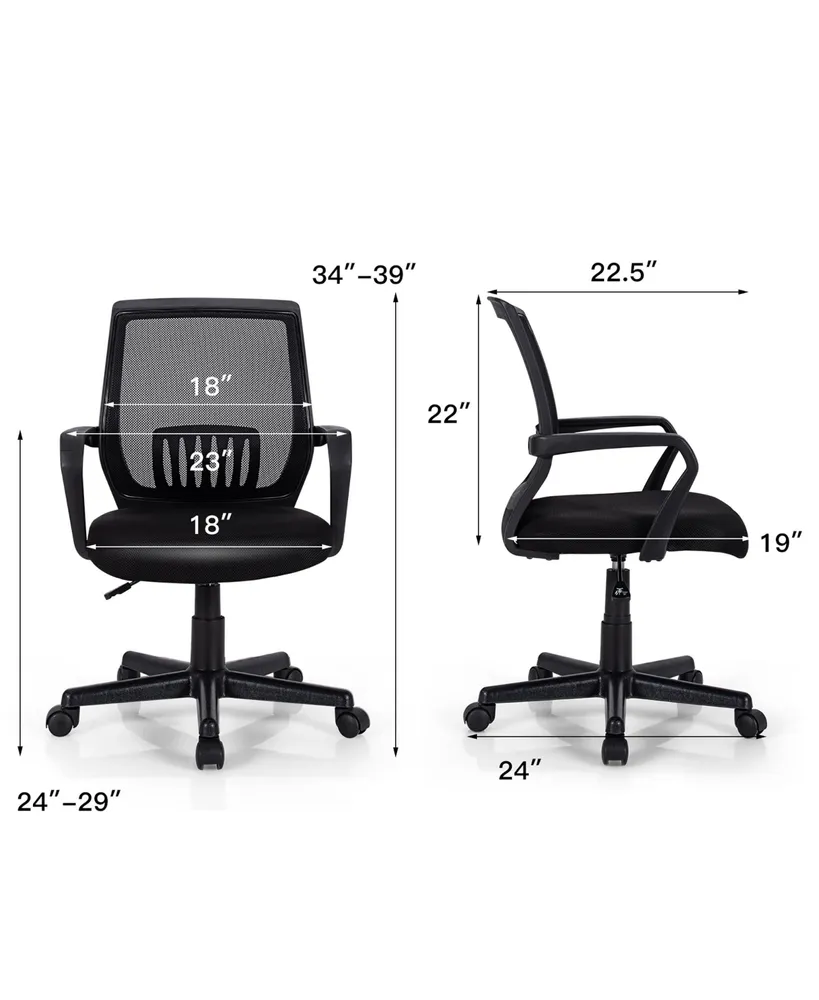 Mid-Back Mesh Chair Height Adjustable Executive Chair