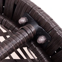 Round Rattan Wicker Coffee Table Glass Top Steel Frame Patio Furni