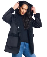 Lucky Brand Women's Hooded Faux-Shearling Coat