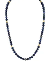 Bulova Men's Marine Star Blue Freshwater Pearl (8mm) & Diamond (1/4 ct. t.w.) Beaded 22" Necklace in 14k Gold-Plated Sterling Silver