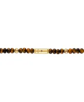 Bulova Men's Marine Star Tiger's Eye Beaded 22" Necklace in 14k Gold-Plated Sterling Silver