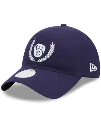 Women's New Era Navy Milwaukee Brewers Leaves 9TWENTY Adjustable Hat