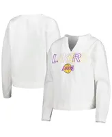 Women's Concepts Sport White Los Angeles Lakers Sunray Notch Neck Long Sleeve T-shirt