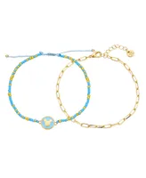 Unwritten Disney 14K Gold Plated and Blue Mickey Mouse Bracelet Set