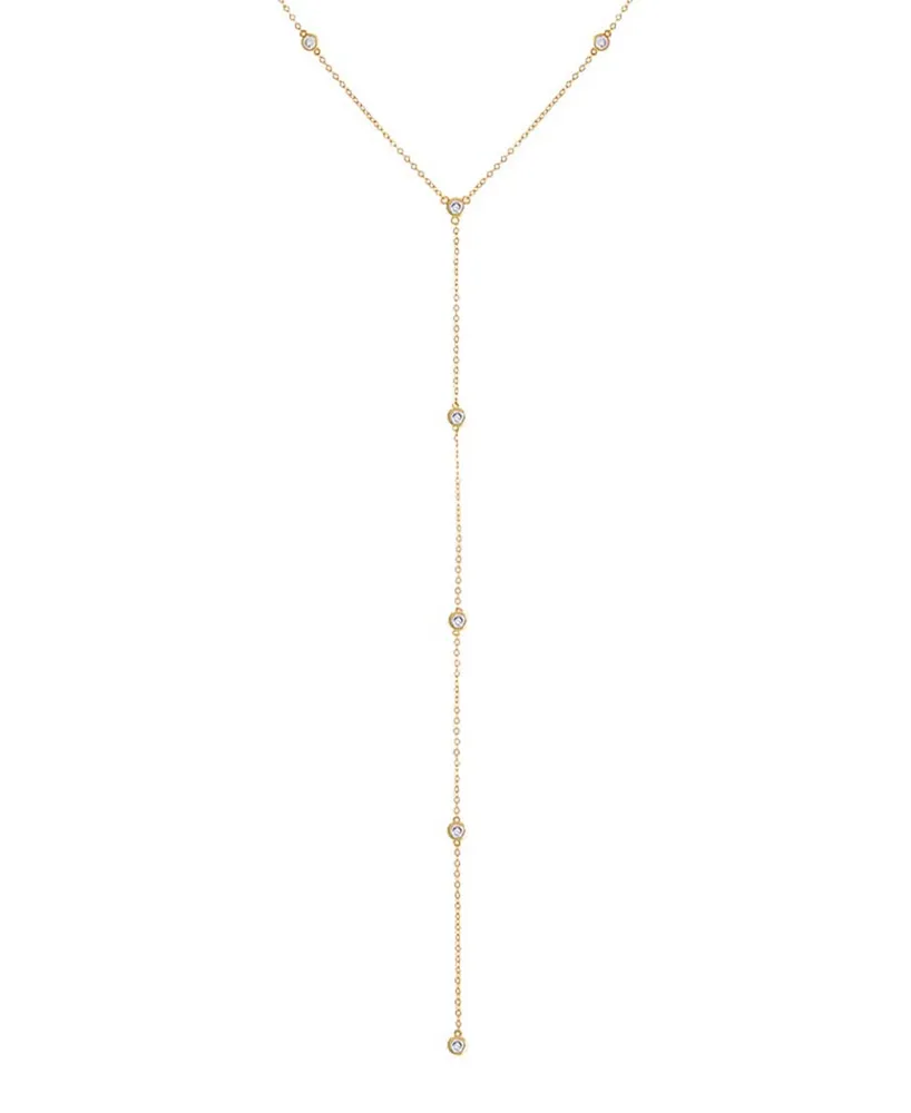 by Adina Eden 14k Gold-Plated Sterling Silver Cubic Zirconia Lariat Necklace, 20" + 2" extender