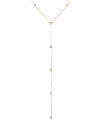 by Adina Eden 14k Gold-Plated Sterling Silver Cubic Zirconia Lariat Necklace, 20" + 2" extender