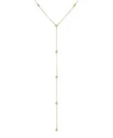 by Adina Eden 14k Gold-Plated Sterling Silver Cubic Zirconia Lariat Necklace, 20" + 2" extender