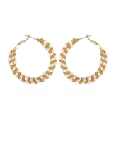 T Tahari Gold-Tone Twisted Spiral and White Beaded Hoop Earrings