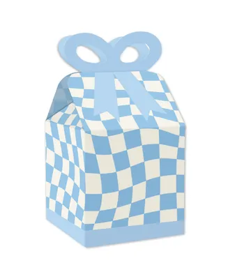 Checkered Party - Square Favor Gift Boxes - Bow Boxes