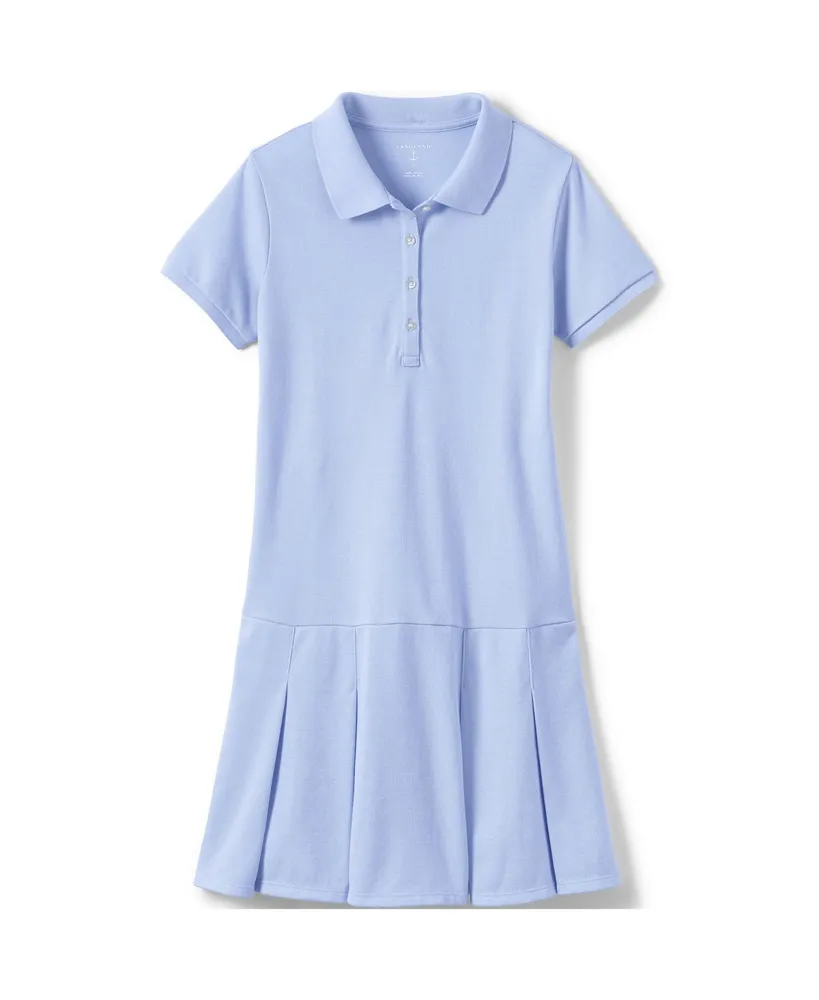 Lands' End Big Girls Plus School Uniform Short Sleeve Mesh Polo Dress at the Knee
