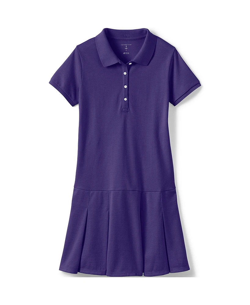 Lands' End Big Girls Plus School Uniform Short Sleeve Mesh Polo Dress at the Knee