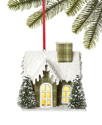 Holiday Lane Woodland Light Up Green House Ornament, Created for Macy's