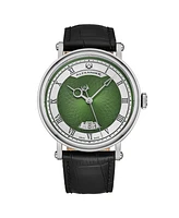 Alexander Men's Triumph Automatic Black Leather , Green Dial , 49mm Round Watch