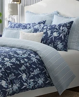 Laura Ashley Branch Toile Cotton Reversible 7 Piece Comforter Set