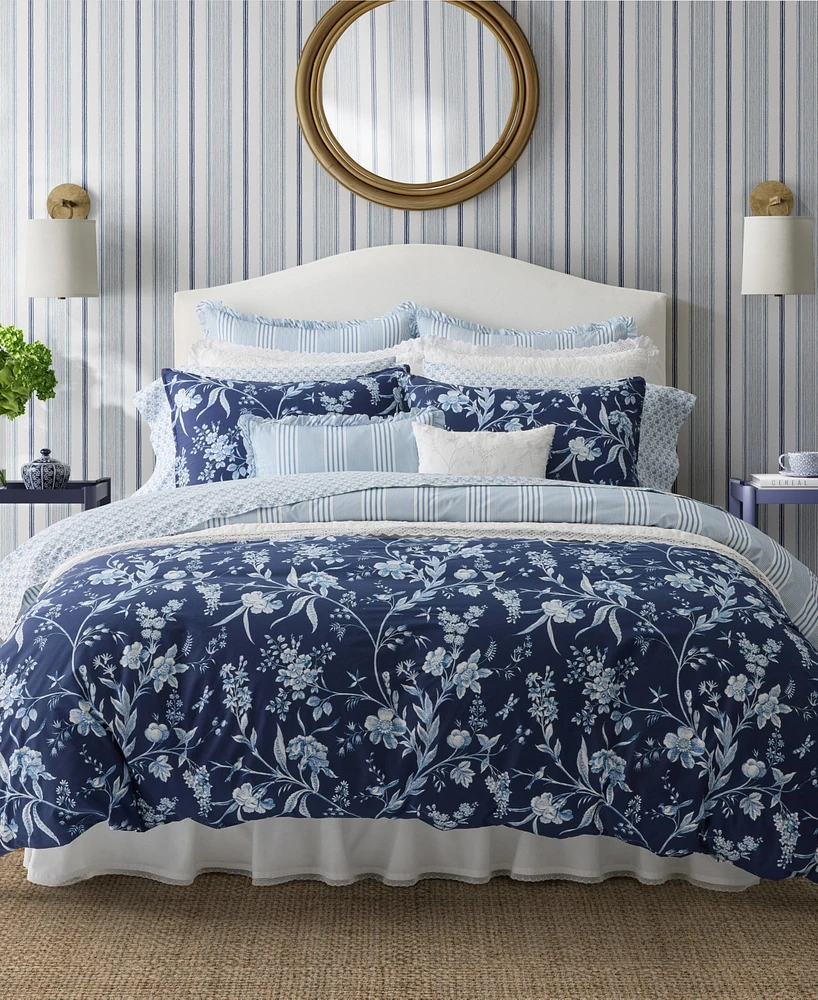 Laura Ashley Branch Toile Cotton Reversible Piece Duvet Cover Set