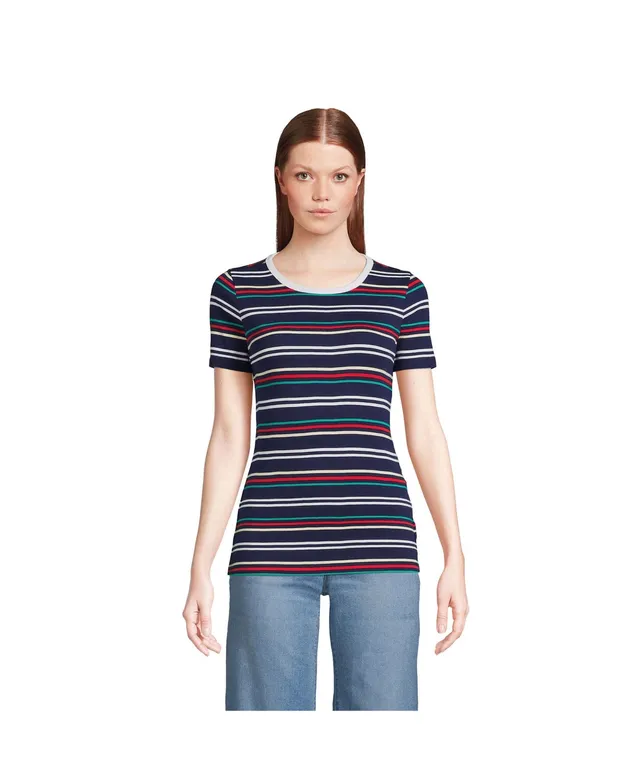 Lands' End Women's Cotton Rib Short Sleeve Crewneck T-shirt 