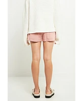 Grey Lab Women's Linen Shorts with Contrast Strap