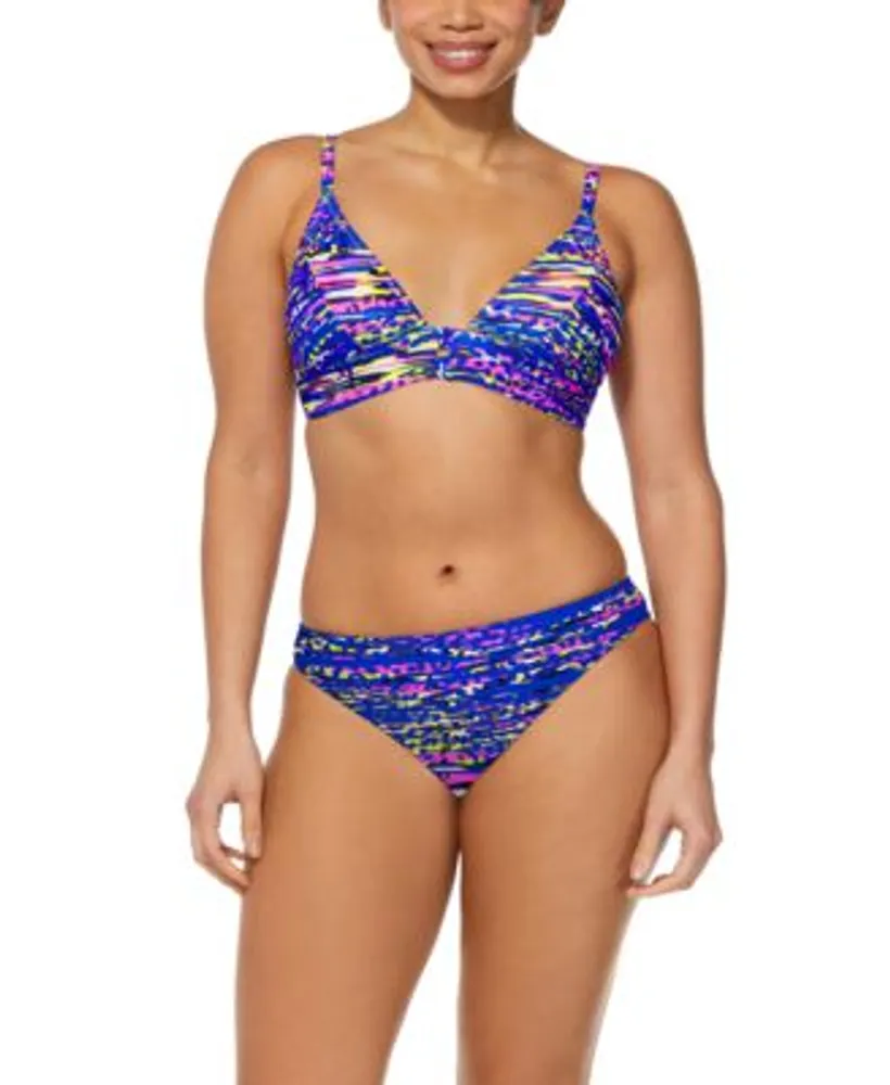 Reebok Womens Printed Bralette Bikini Top Hipster Bikini Bottoms