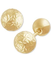 Polished & Textured Front & Back Stud Earrings in 14k Gold, Created for Macy's