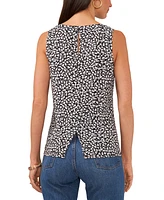 Vince Camuto Women's Floral Crewneck Split Back Keyhole Tank Top