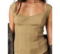 Free People Women's Boss Babe Ribbed-Knit Corset Tank Top