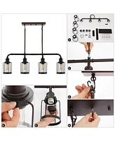 Abbott 34" 4-Light Farmhouse Industrial Iron, Glass Linear Led Pendant