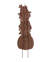 Glitzhome 46" H Fall Metal Stacked Scarecrow And Pumpkin Yard Stake