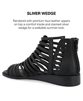 Journee Collection Women's Delilah Gladiator Sliver Wedge Sandals