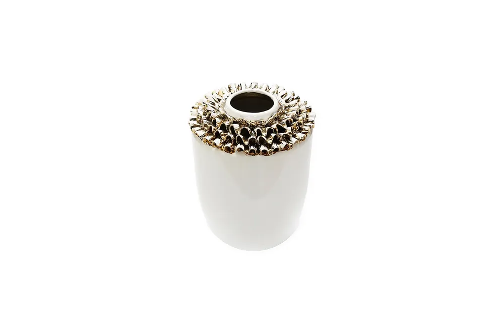Vivience Ceramic Vase Gold-Tone Design 10"