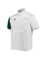 Men's adidas White Miami Hurricanes M Stm Aeroready Half-Zip Jacket