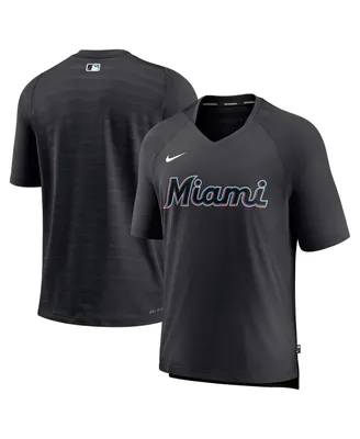 Men's Nike Black Miami Marlins Authentic Collection Pregame Raglan Performance V-Neck T-shirt