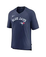 Men's Nike Navy Toronto Blue Jays Authentic Collection Pregame Raglan Performance V-Neck T-shirt