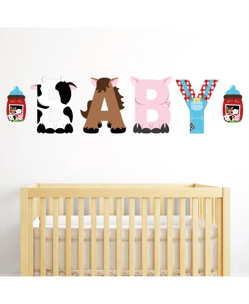 Farm Animals Peel & Stick Barnyard Baby Shower Standard Banner Wall Decals Baby - Assorted Pre