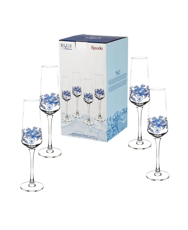 Spode Set of 4 Blue Italian Wine Glasses 