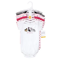 Hudson Baby Baby Girls Cotton Bodysuits Dogs, 7-Pack