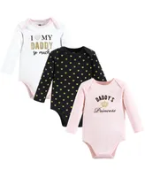 Hudson Baby Baby Girls Hudson Cotton Long-Sleeve Bodysuits, Daddys Princess, 6-9 Months