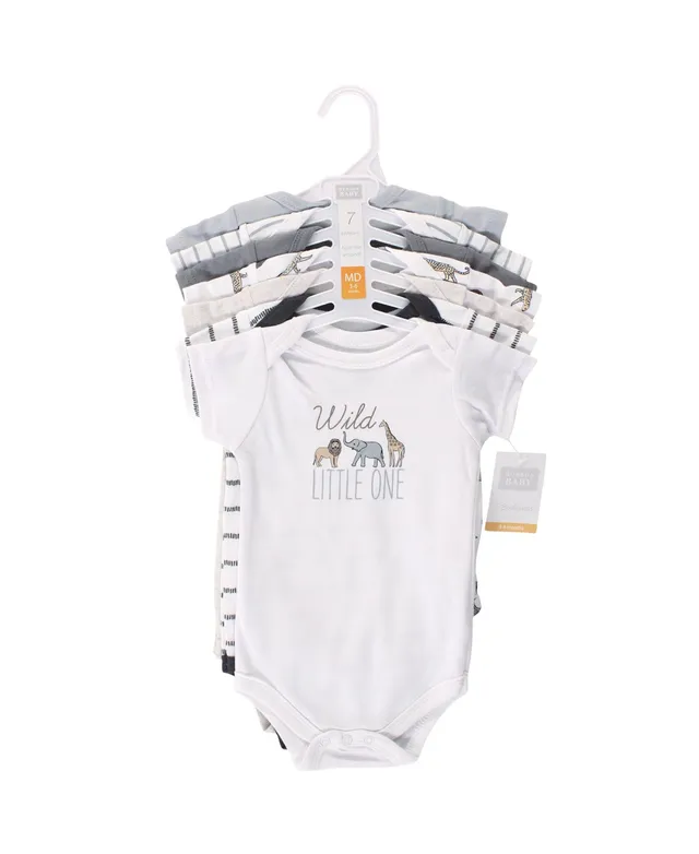 Hudson Baby Boys Unisex Cotton Bodysuits, Modern Neutral Safari, 7