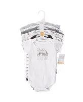 Hudson Baby Baby Boys Unisex Cotton Bodysuits, Modern Neutral Safari, 7-Pack