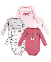 Hudson Baby Girls Cotton Long-Sleeve Bodysuits Woodland Animals, 5-Pack