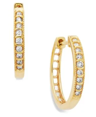 Diamond Mini Hoop Earrings In 10k White Or Yellow Gold 1 6 Ct. T.W.