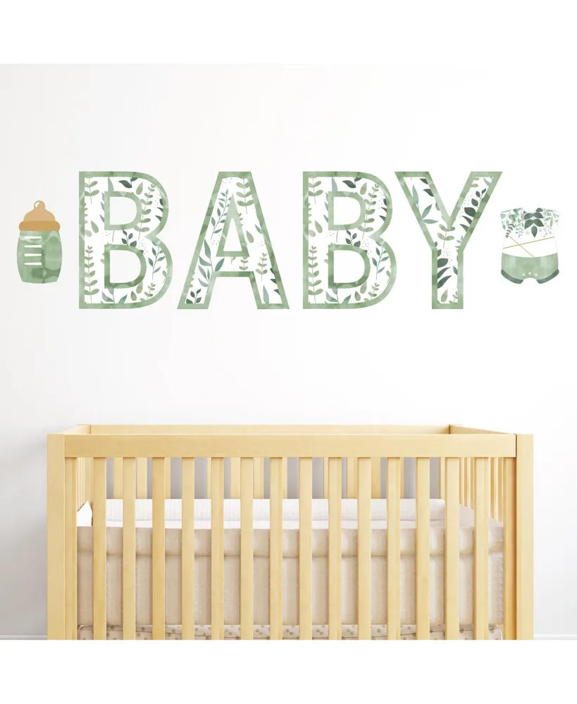 Boho Botanical Baby Peel & Stick Greenery Party Standard Banner Wall Decals Baby