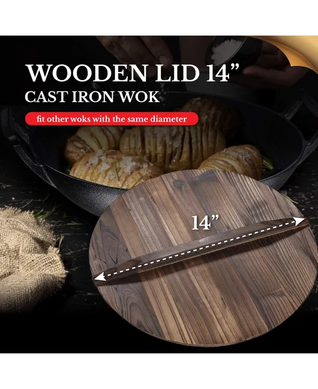 Bruntmor Wooden Lid for 14 Cast Iron Wok