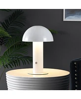 Boletus 10.75" Contemporary Bohemian Rechargeable, Cordless Iron Integrated Led Mushroom Table Lamp