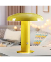 Suillius 11" Contemporary Bohemian Rechargeable, Cordless Iron Integrated Led Mushroom Table Lamp