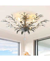 Elisana 26" 4-Light Contemporary Bohemian Iron, Acrylic Led Semi Flush Mount