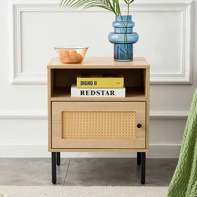 Modern simple storage cabinet Mdf Board bedside cabinet Japanese rattan bedside cabinet Small household furniture bedside table. Applicable to dressin