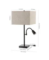 Austin 25.5" 2-Light Farmhouse Industrial Iron Led Table Lamp with Usb Charging Port and Adjustable Reading Light, Set of 2