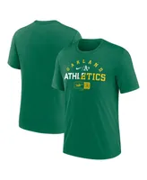 Men's Nike Heather Green Oakland Athletics Rewind Review Slash Tri-Blend T-shirt